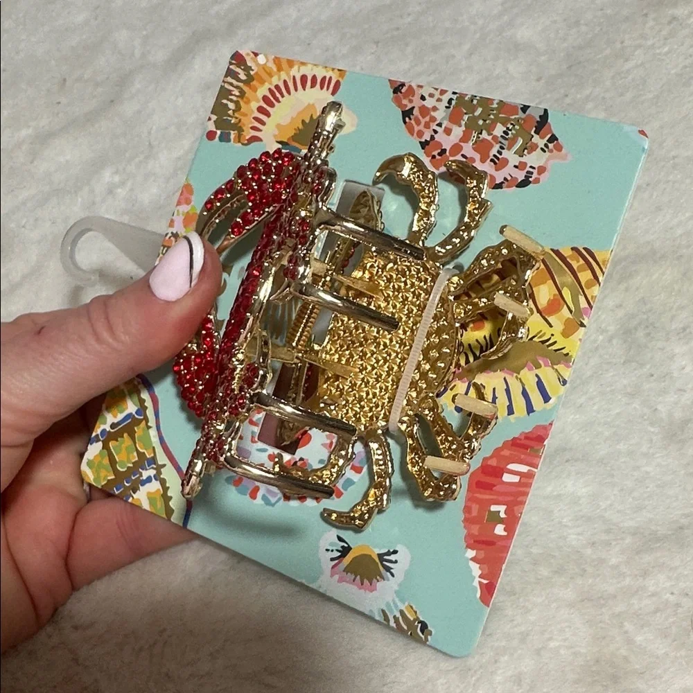 Piper K red jeweled gold hair claw clip